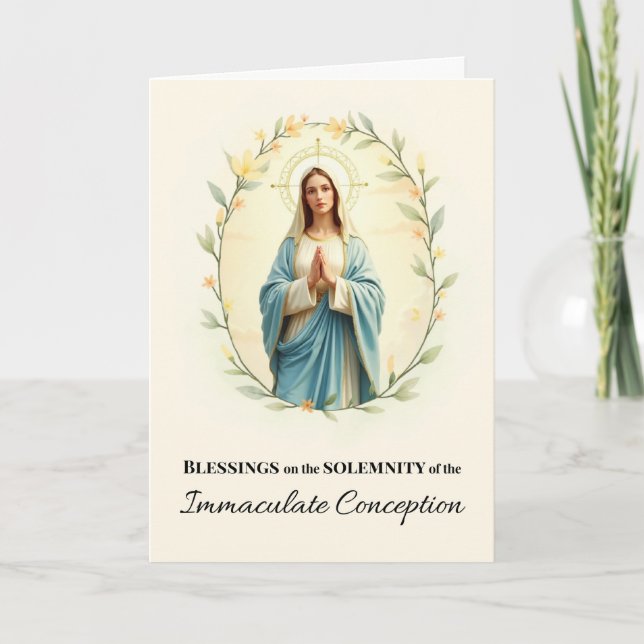 Cartão Imaculada Conceição Paz e Bênçãos de Deus (Frente)
