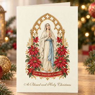 Cartão Imaculada Conceição Virgem Maria Poinsettias
