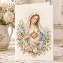 Imaculado Coração de Maria Floral Católico Vintage