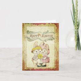 Cartão Imagem antiga do felz pascoa da placa de Páscoa