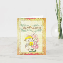 Cartão Imagem antiga do felz pascoa da placa de Páscoa