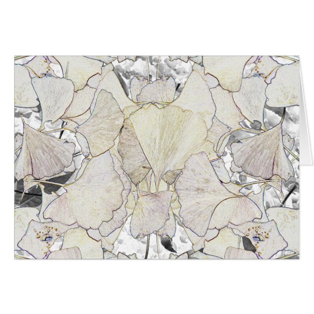 Cartão Imagem da caneta e da tinta das folhas do gingko (Frente Horizontal)