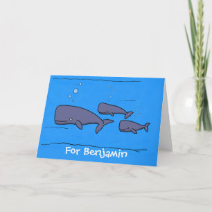Cartão Imagem das baleias de desenho animado migrante em 