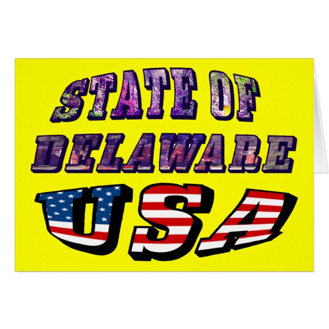 Cartão Imagem de Delaware e Texto de Sinalizador EUA (Frente horizontal)