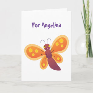 Cartão Imagem de desenho animado de borboleta laranja fel