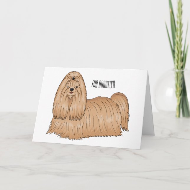 Cartão Imagem de desenho animado de cabelos longos Shih t (Frente)