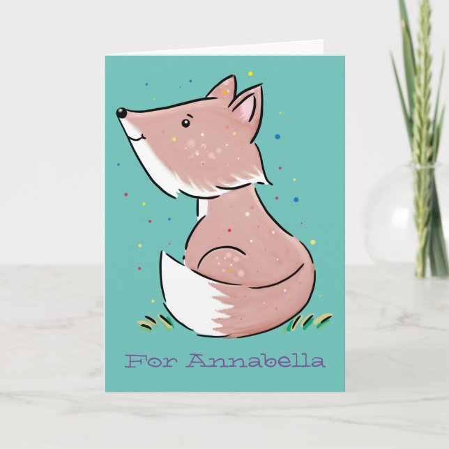 Cartão Imagem de desenho animado de raposas de bebês (Frente)