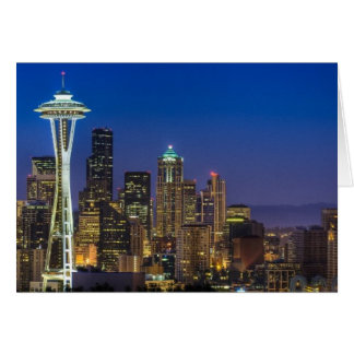 Cartão Imagem de Seattle Skyline nas horas da manhã.