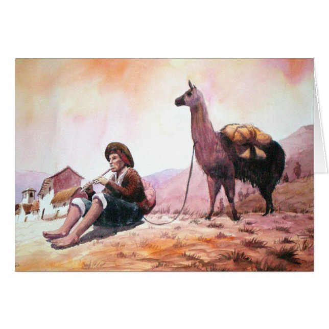 Cartão Imagem do lama de Cusco Peru (Frente Horizontal)