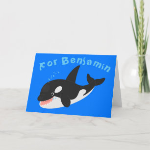 Cartão Imagem engraçada de desenho animado de orca