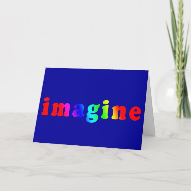 Cartão Imagine in Rainbow Color Lettering (Frente)