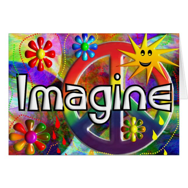Cartão "Imagine" presentes dos anos 70 de Psychadelic (Frente Horizontal)