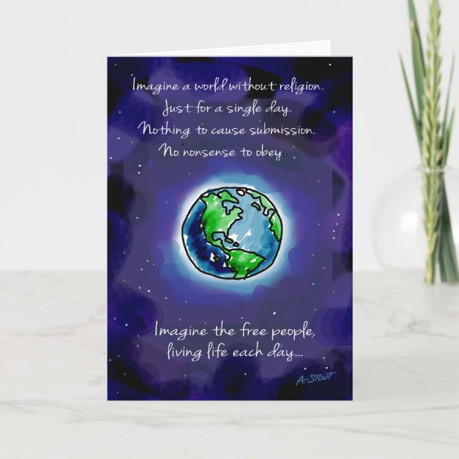 Cartão Imagine um mundo sem religião (Frente)