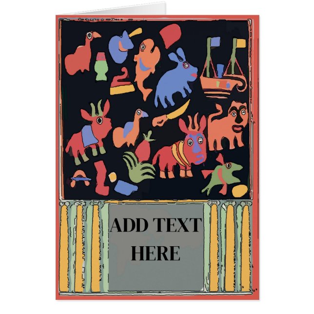 Cartão Ímpar animais, adicionar texto, (Frente)