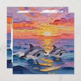 Cartão Impasto Dolphins and Ocean Waves | Thinking of You