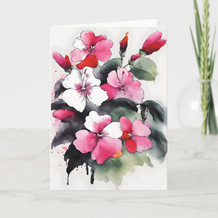 Cartão Impatiens - Flores aquarela