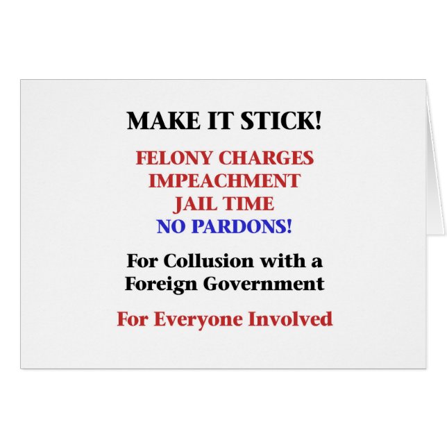 Cartão Impeach with No Pardons for Collusion (Frente Horizontal)