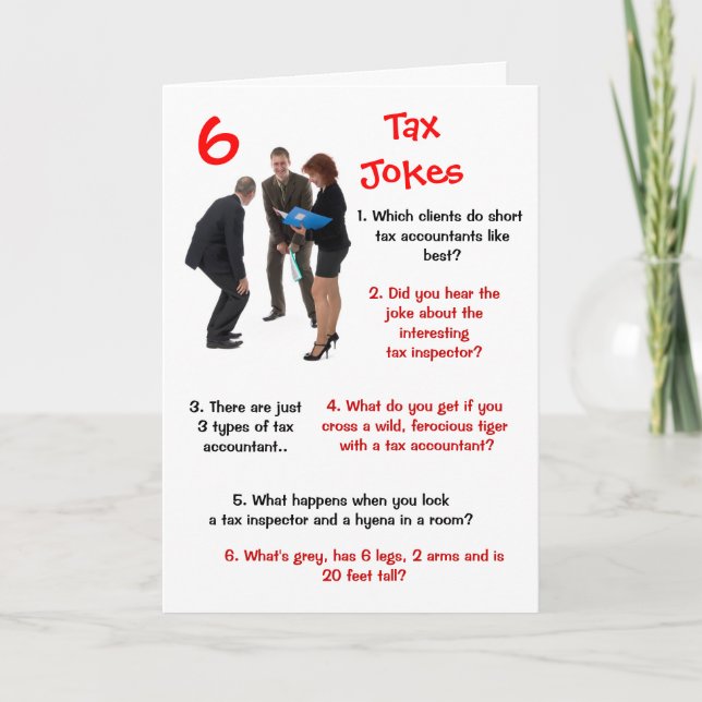 Cartão Imposto - 6 Piadas Fiscais Engraçado Aniversário (Frente)