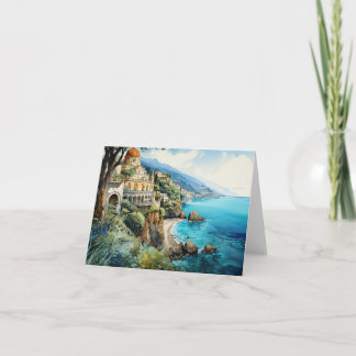 Cartão Impressão A Aquarela De Itália Amalfi.
