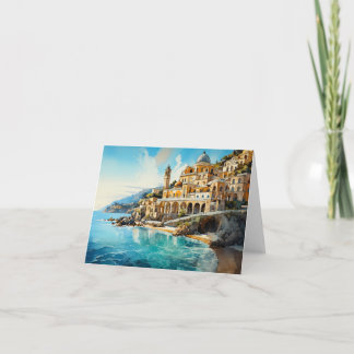 Cartão Impressão A Aquarela De Itália Amalfi.