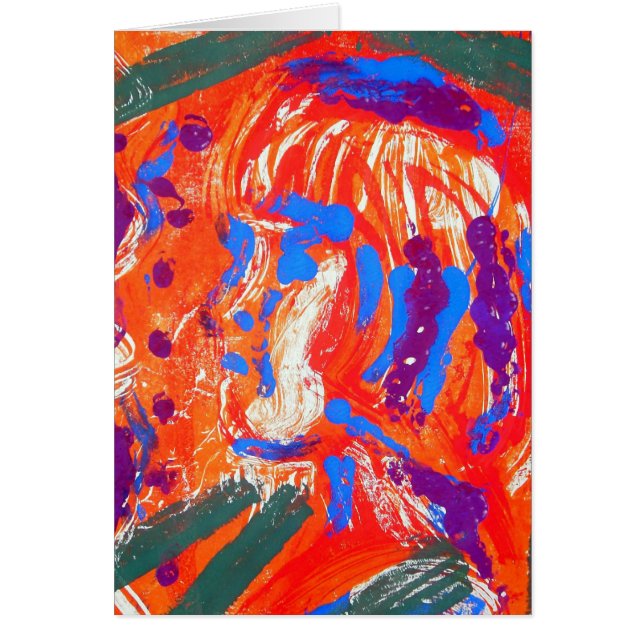 Cartão Impressão azul verde-laranja-abstrato greve (Frente)