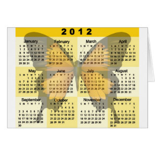 Cartão Impressão da borboleta de 2012 calendários