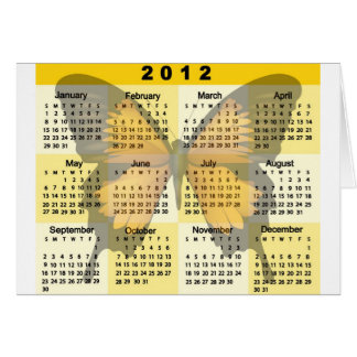 Cartão Impressão da borboleta de 2012 calendários
