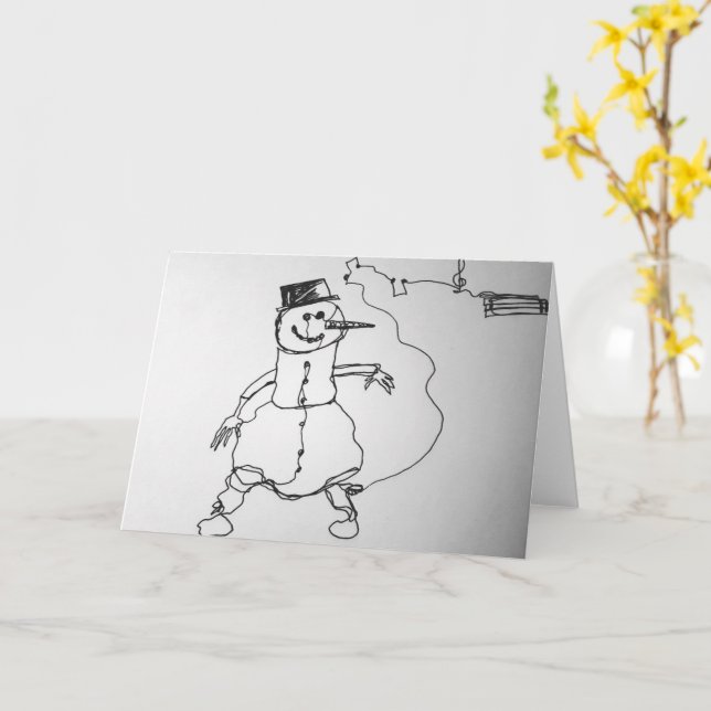 Cartão Impressão de Arte de Boneco de Neve Musical (Flor Amarela)