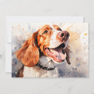 Cartão Impressão de Arte de Cachorro em Aquarela Feliz