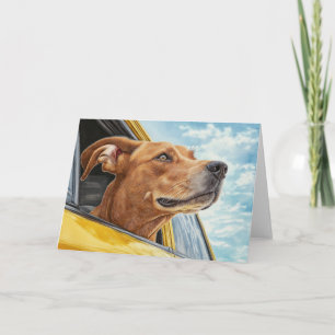 Cartão Impressão de Arte de Cachorro Feliz em Carro Amare