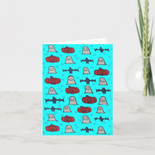 Cartão Impressão de Dia das Bruxas de Diversão Azul