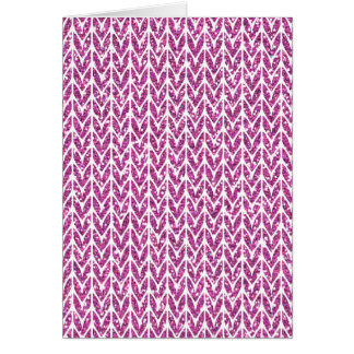 Cartão Impressão de Padrão do Knit de Chevrons Rosa-Glitt