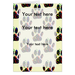 Cartão Impressão De Pata De Cães Com Confetti E Streamer