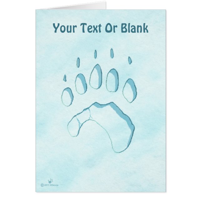 Cartão Impressão de Pata de Urso Polar (Frente)