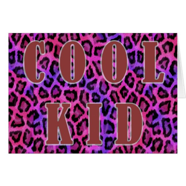 Cartão Impressão de Pele-Leopardo Rosa (Frente Horizontal)