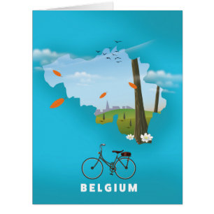 Cartão Impressão de poster de viagens do Mapa da Bélgic