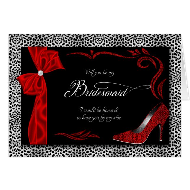 Cartão Impressão de Quente Prata e Chita Negra para Bride (Frente Horizontal)