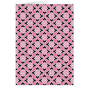 Cartão impressão de quimono, cor-de-rosa, preto e branco