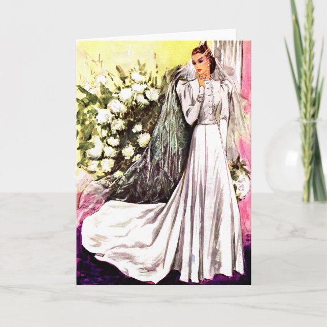 Cartão impressão de vestido de noiva de 1938 (Frente)