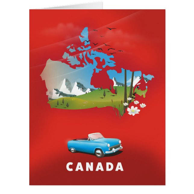 Cartão Impressão de viagem ilustrada do Canadá. (Frente)