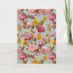 Cartão Impressão Floral de Estilo Antiquado