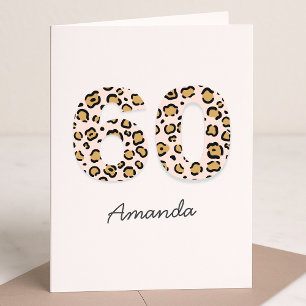 Cartão Impressão Leopard 60   Nome moderno em 60.o aniver