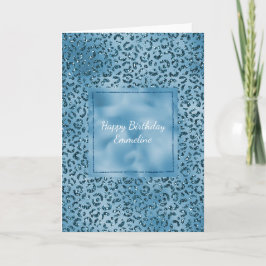 Cartão Impressão Leopardo Azul Turquesa