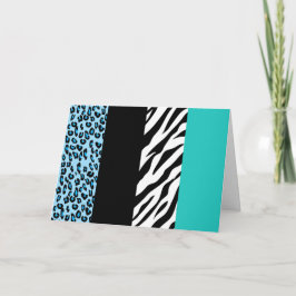 Cartão Impressão Leopardo, Impressão Zebra, Impressão Ani