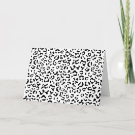 Cartão Impressão Leopardo, Manchas Leopardo, Preto E Bran