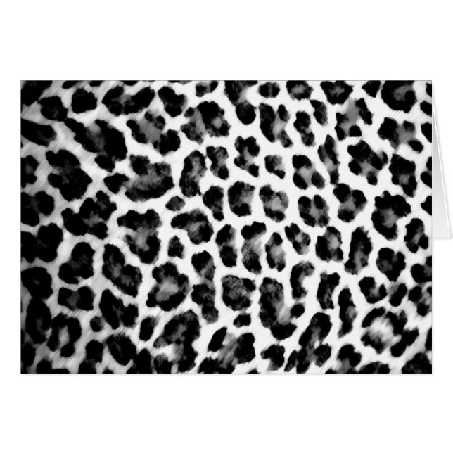 Cartão Impressão preto & branco do leopardo (Frente horizontal)