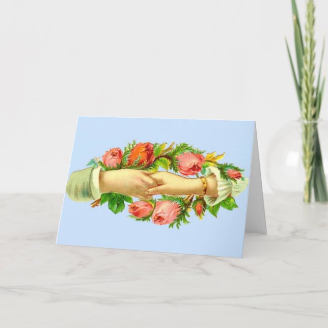 Cartão Impressão vitoriana de mãos entrelaçadas (Frente)