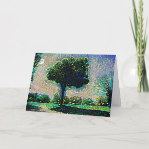 Cartão Impressionista de Nota de Arte de Árvores d