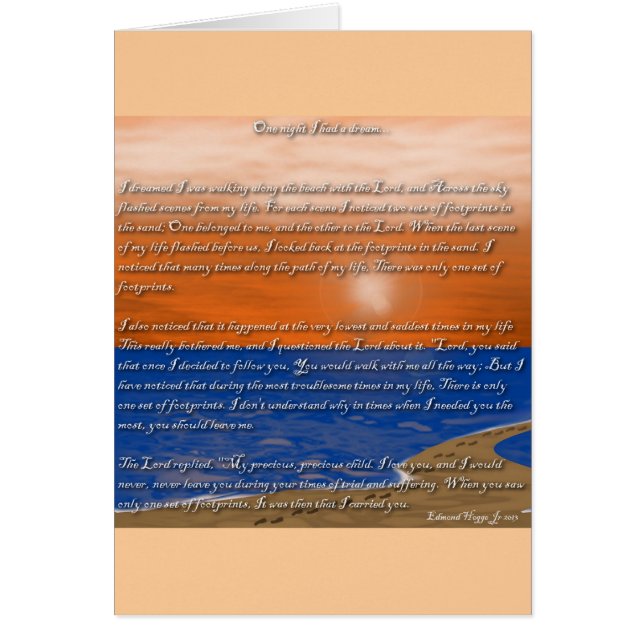 Cartão Impressões de pés na areia (Frente)