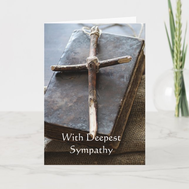Cartão In Deepest Sympathy Cross, Bible Scripture Card (Frente)